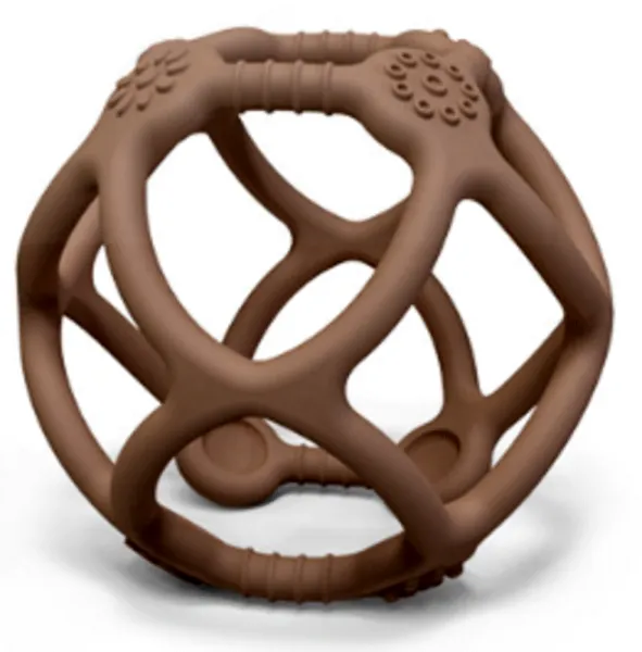 Ball teething ball in silicone with tactile surfaces